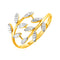 14k Two Tone Gold Crossover Ring with Textured Leaves